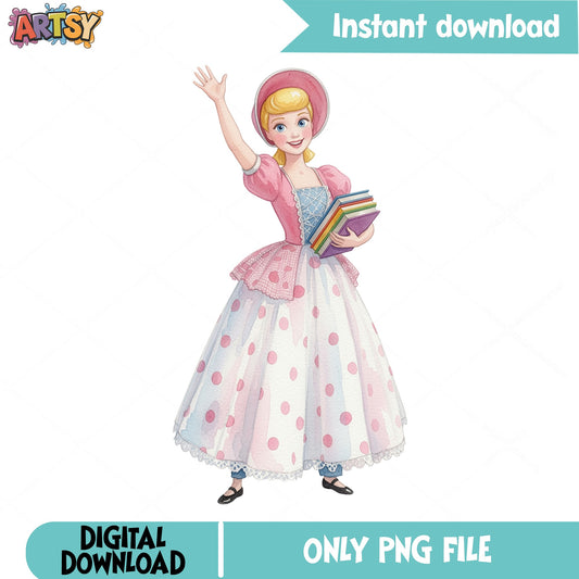 Bo Peep Toy Story PNG, Disney Pixar Clipart PNG, Watercolor PNG