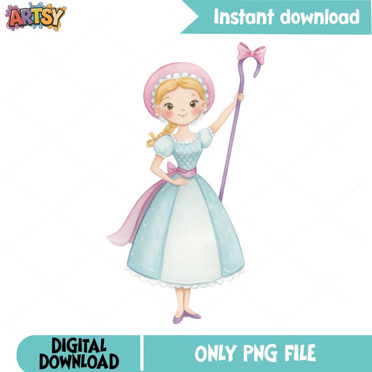 Bo Peep Toy Story PNG, Disney Princess Clipart, Watercolor PNG