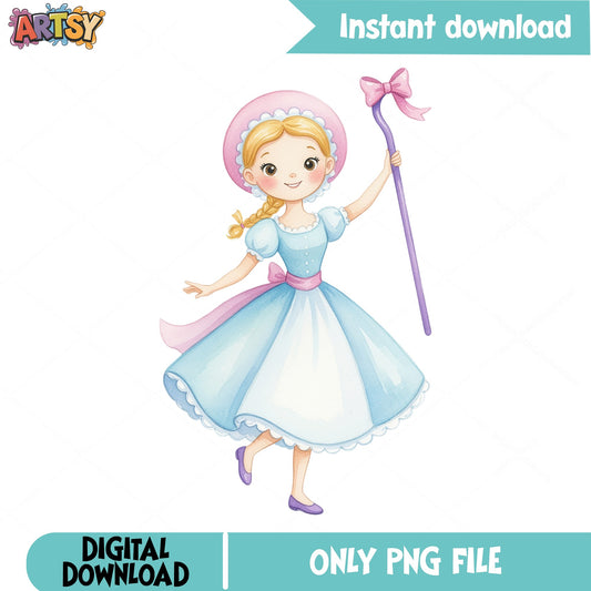 Bo Peep Watercolor PNG, Toy Story Clipart PNG, Disney PNG