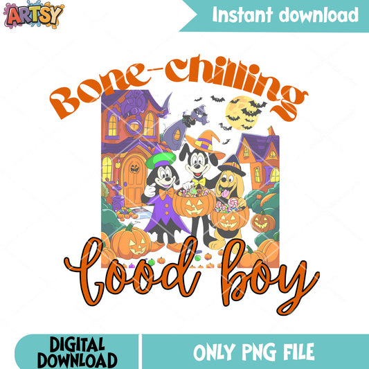 Bone chilling good boy png, trick or treat png, disney halloween png