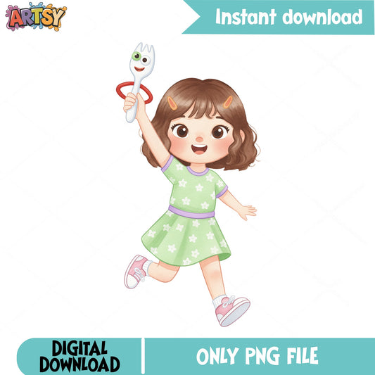 Bonnie Toy Story PNG, Disney Pixar Clipart PNG, Forky PNG