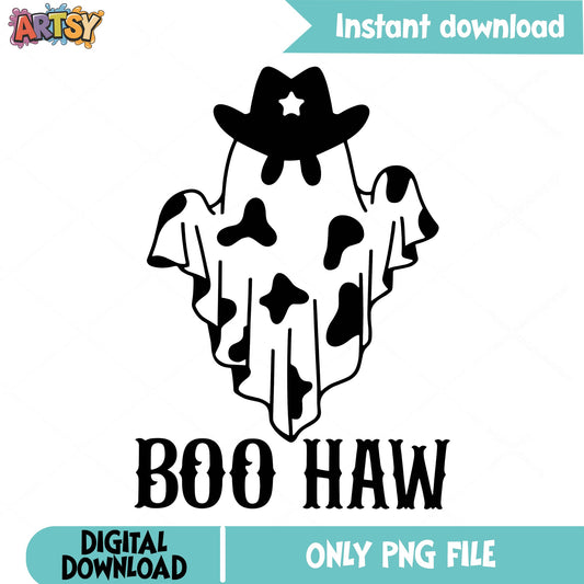 Boo Haw Cowboy Ghost PNG, Halloween Ghost PNG, Western Ghost PNG