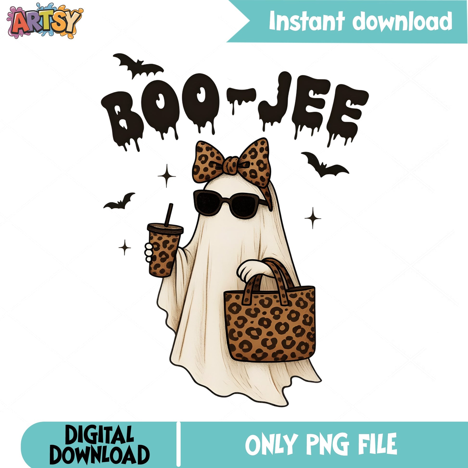 Boo Jee Ghost Leopard Halloween PNG, Boujee Ghost PNG, Halloween PNG