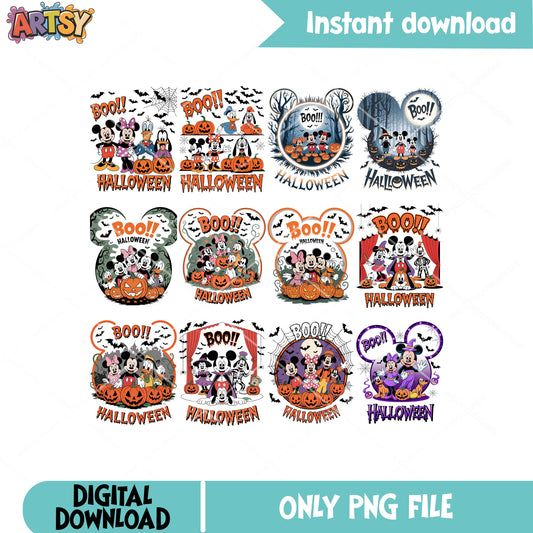 Boo halloween mickey png bundle, mickey boo png, mickey halloween png