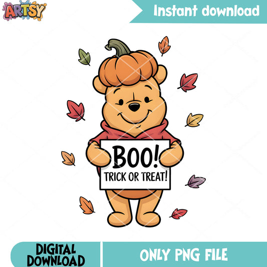 Boo halloween vibes pooh png, pooh bear png, happy halloween png