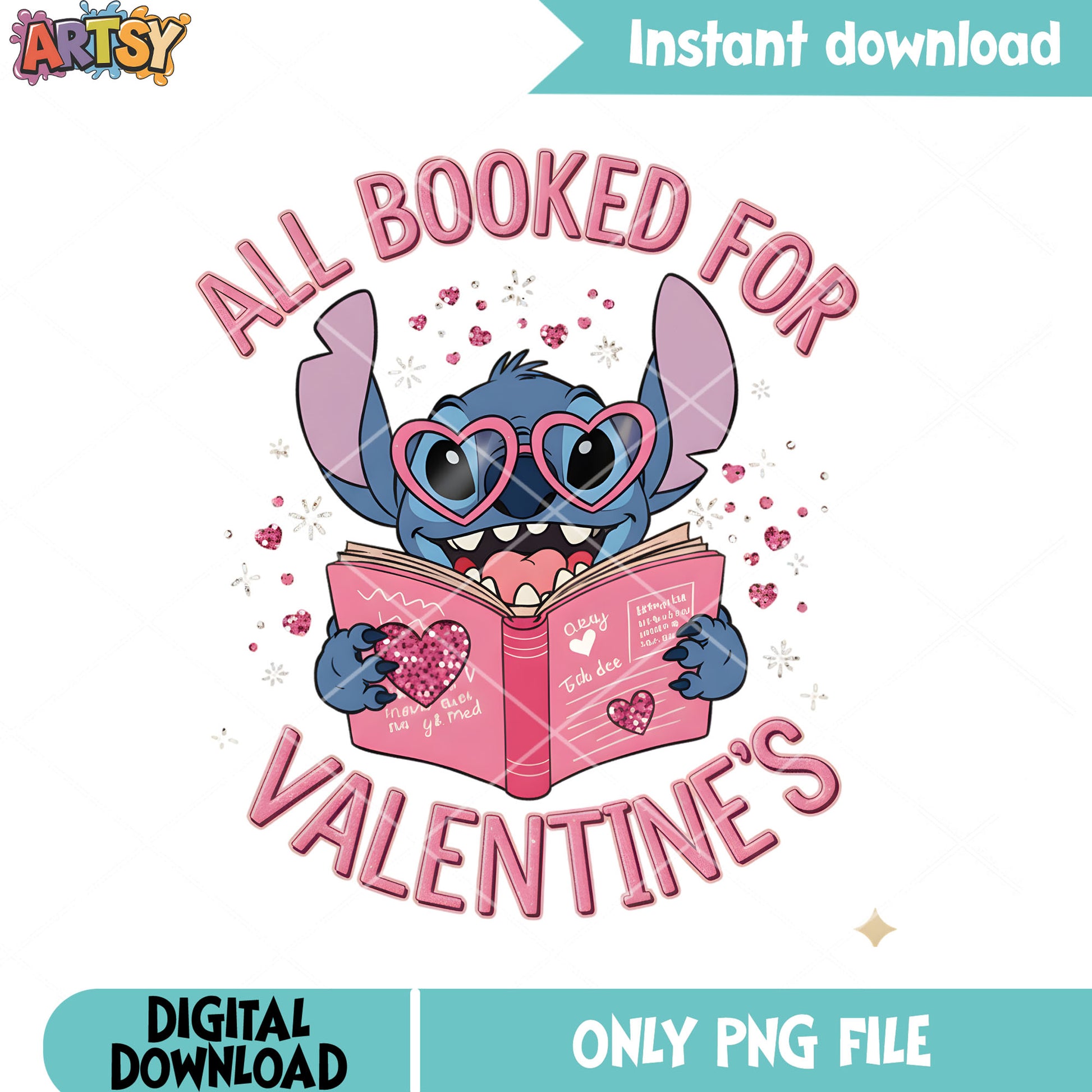 Book gifts for stitch valentine png, stitch png, valentine vibes png