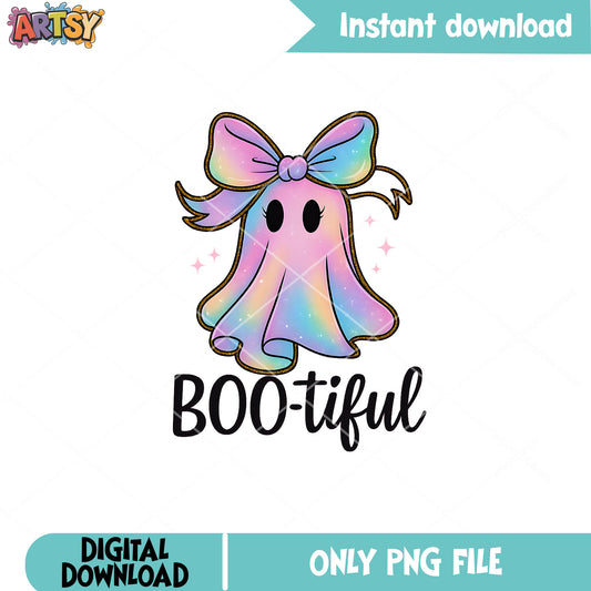 Boo tiful colorful png, ghost boo png, ghost colors​ png