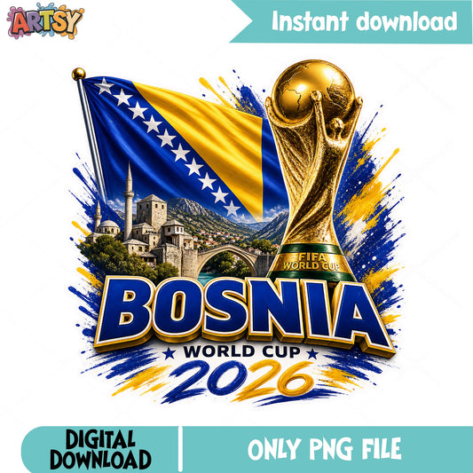 Bosnia World Cup 2026 PNG, Bosnia Flag Soccer PNG, FIFA PNG