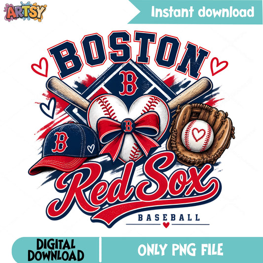 Boston Red Sox Baseball PNG, MLB Team Shirt PNG, Baseball PNG