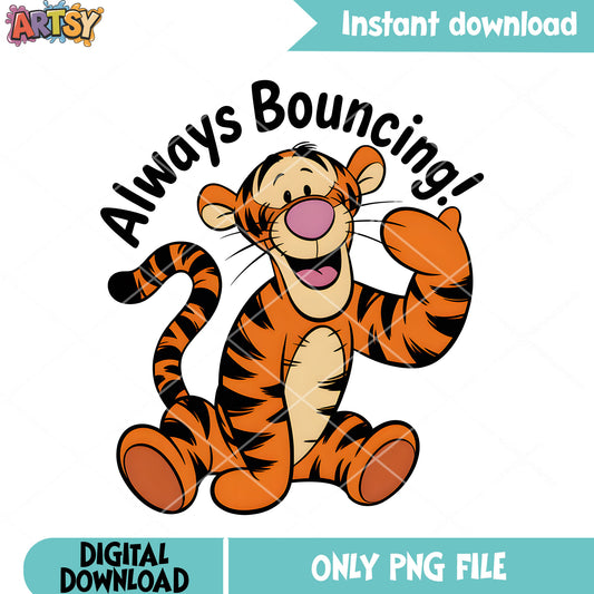 Bouncing tigger vibes png, disney tigger png, winnie the pooh png
