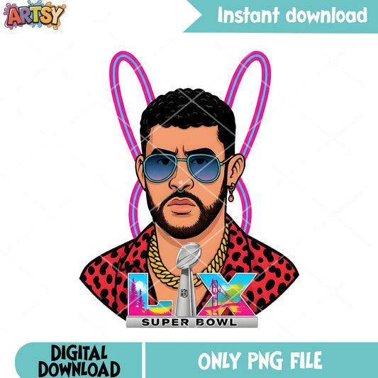 Bowl show bad bunny png, super bowl png, benito bowl png