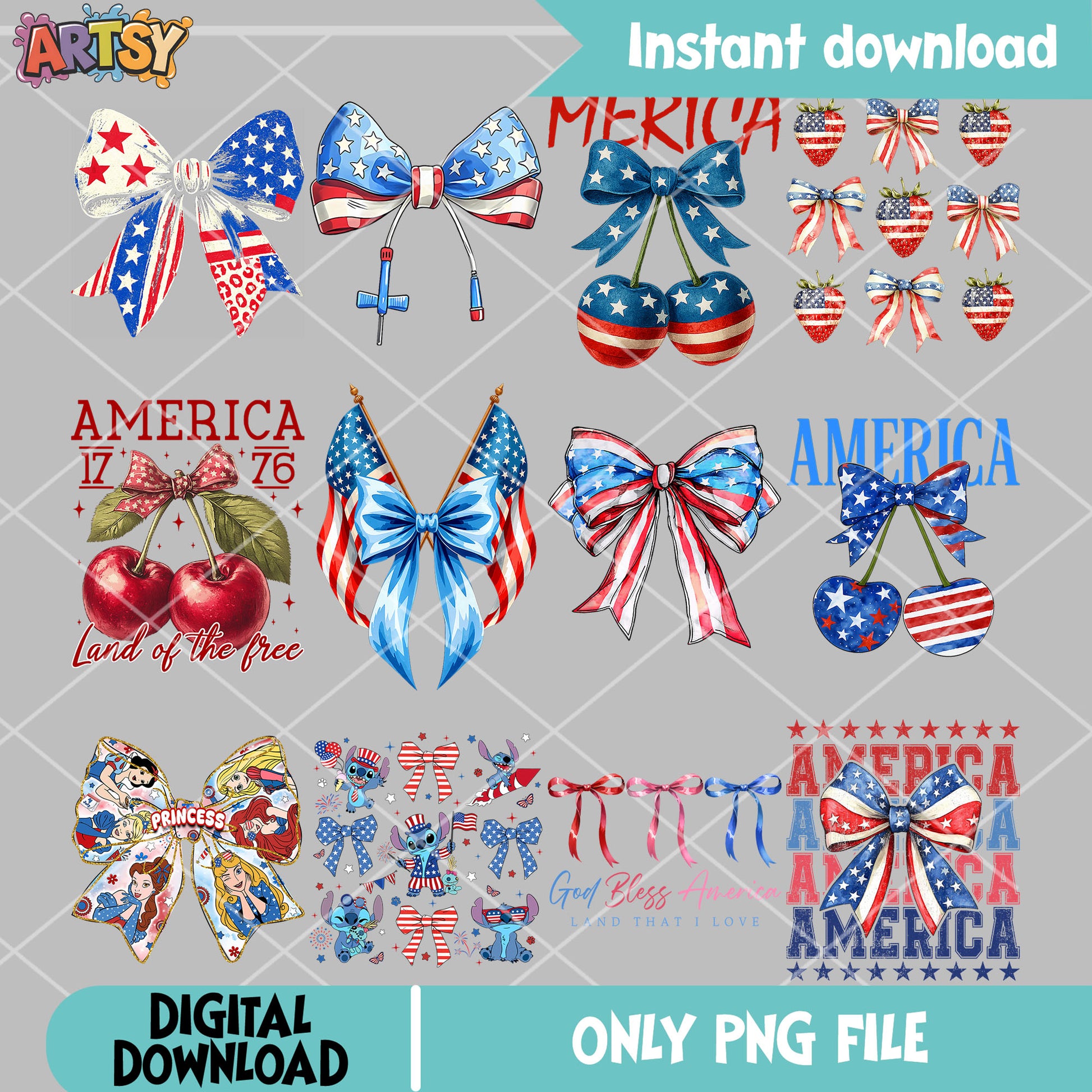 Bow tie 4th of july png bundle, bow tie america png, happy 4th of july png