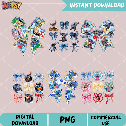 Bow tie lilo stitch png bundle, lilo and stitch png, stitch bow tie​ png