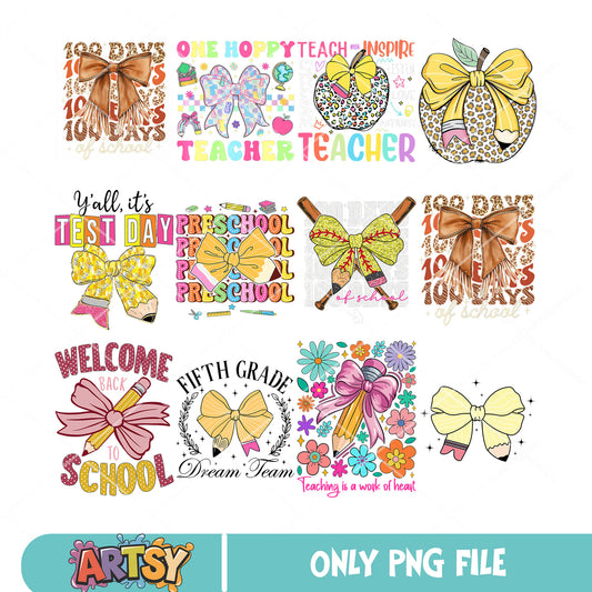 Bow welcome school png, teacher school png, pencil of school png