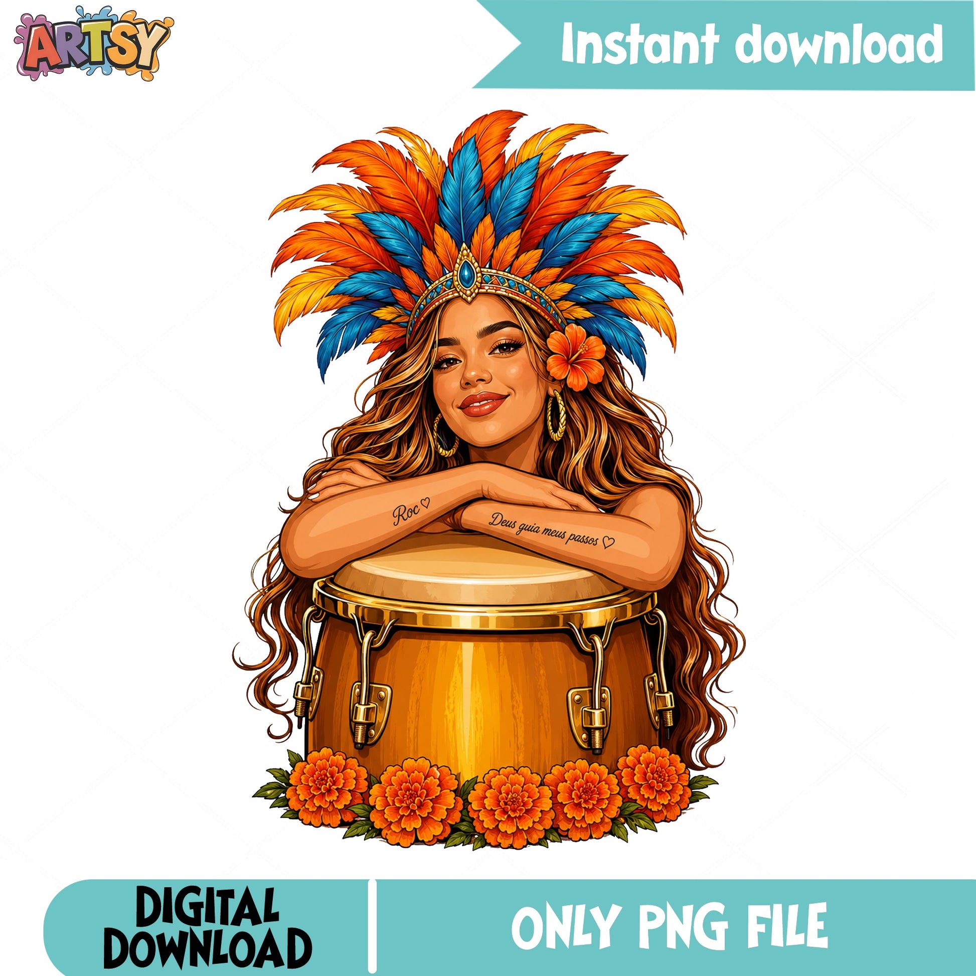 Brazilian Carnival Woman With Drum PNG, Samba Girl PNG, Festival PNG