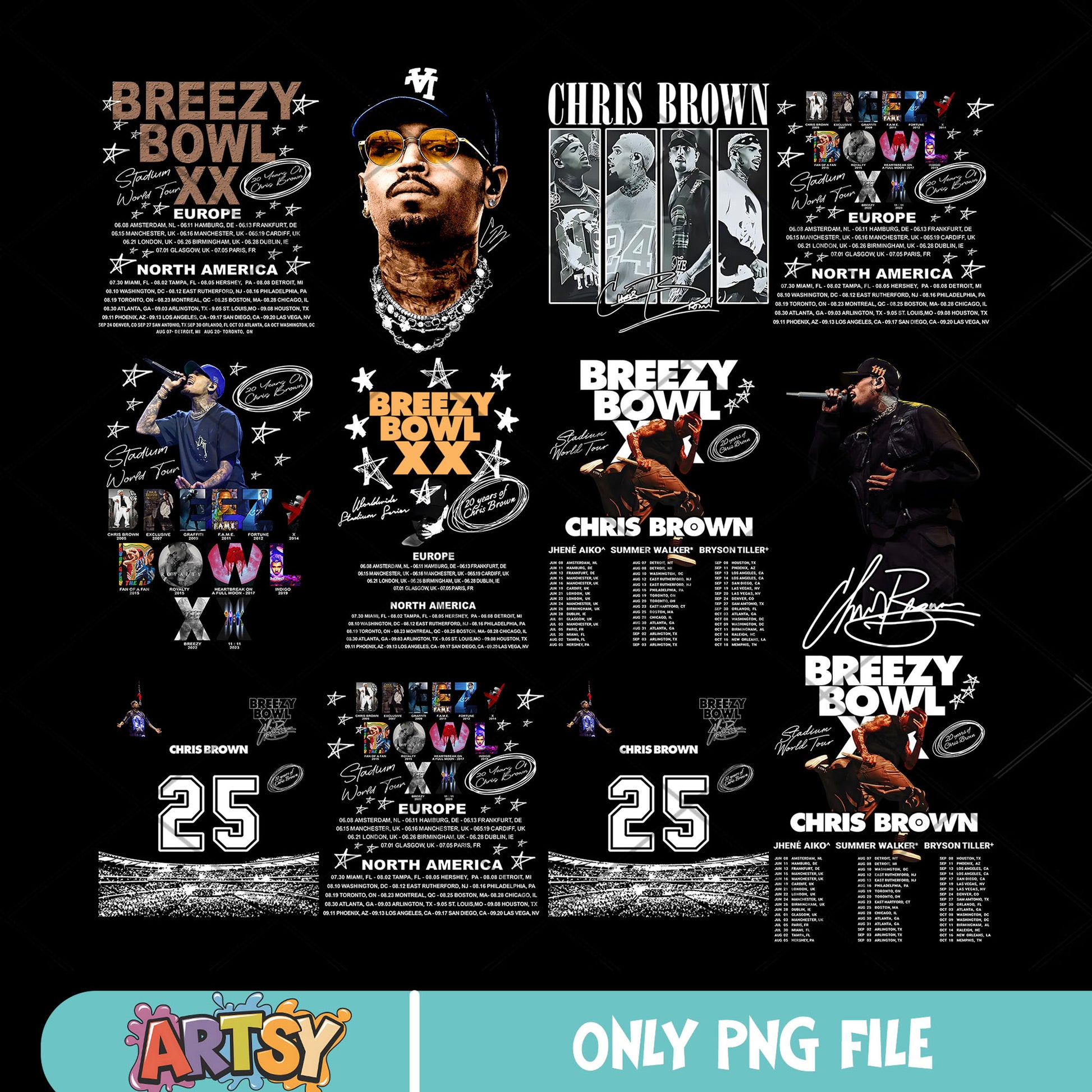 Breezy bowl XX png bundle, chris brown tour png, breezy bowl png