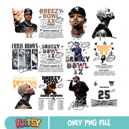 Breezy bowl XX tour png bundle, chris brown tour png, breezy bowl png