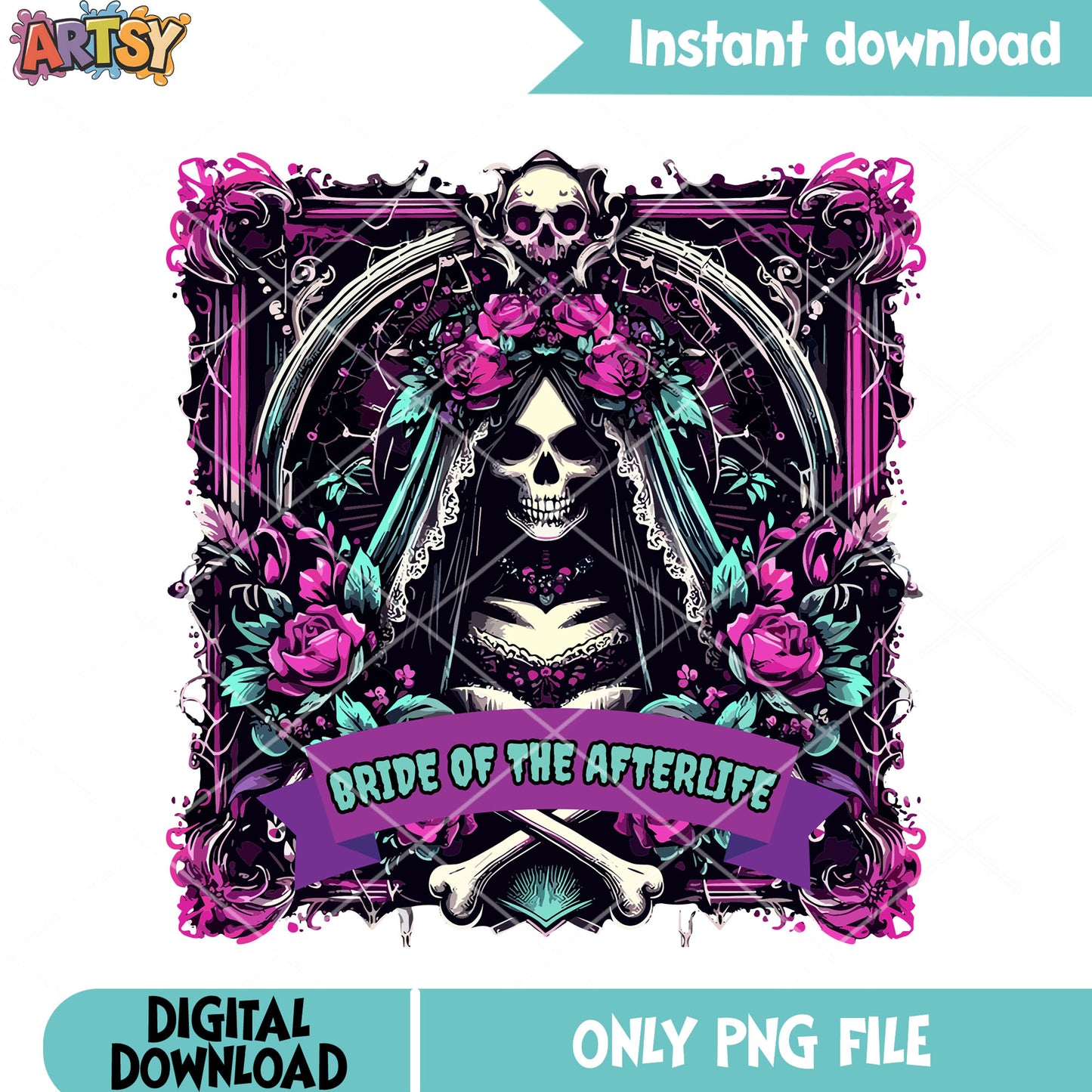 Bride of the afterlife png, skeleton costumes png, halloween scary png