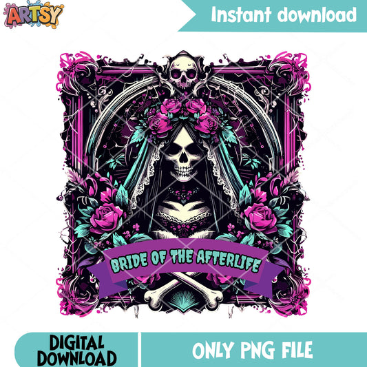Bride of the afterlife png, skeleton costumes png, halloween scary png