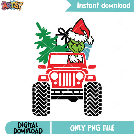 Brum jeep fckin grinch png, christmas tree png, grinchmas png