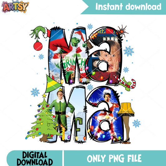 Buddy the elf mama xmas png, christmas tree png, mother day png