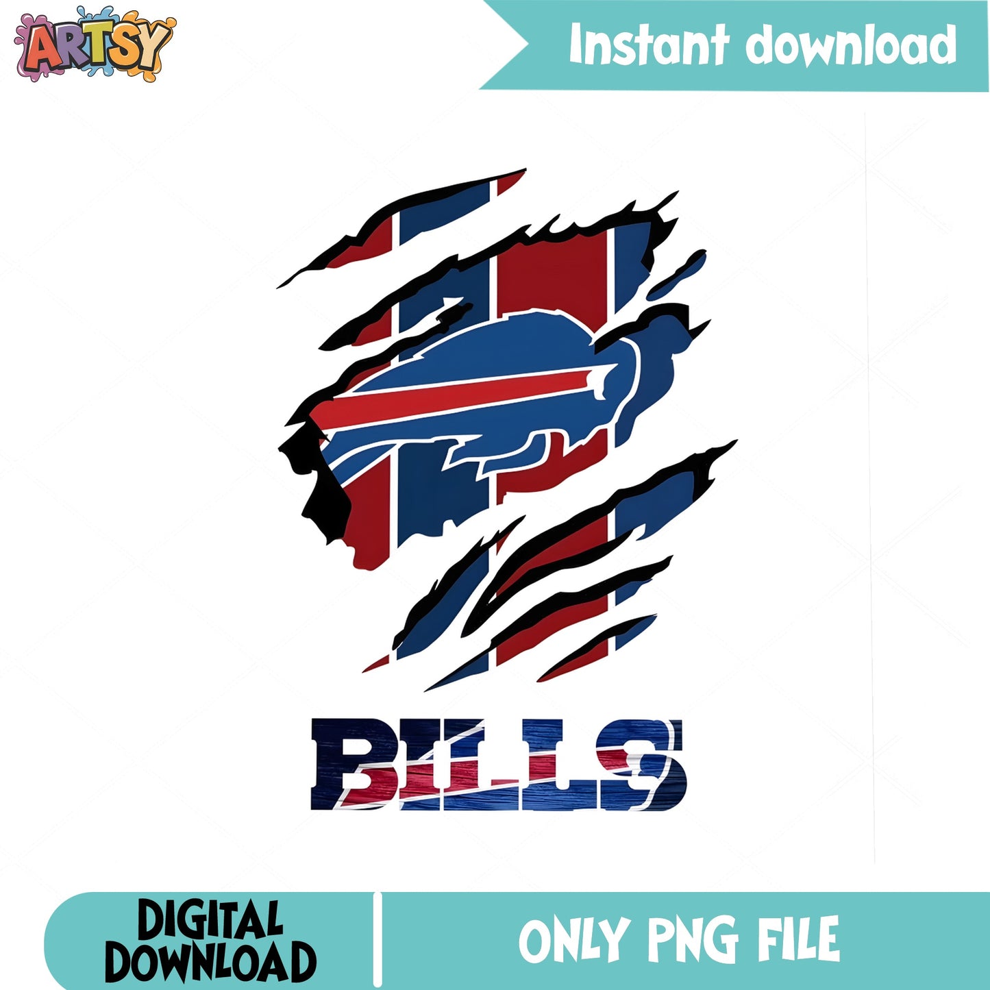 Buffalo Bills Ripped Claw PNG, NFL Football Team PNG, Bills PNG