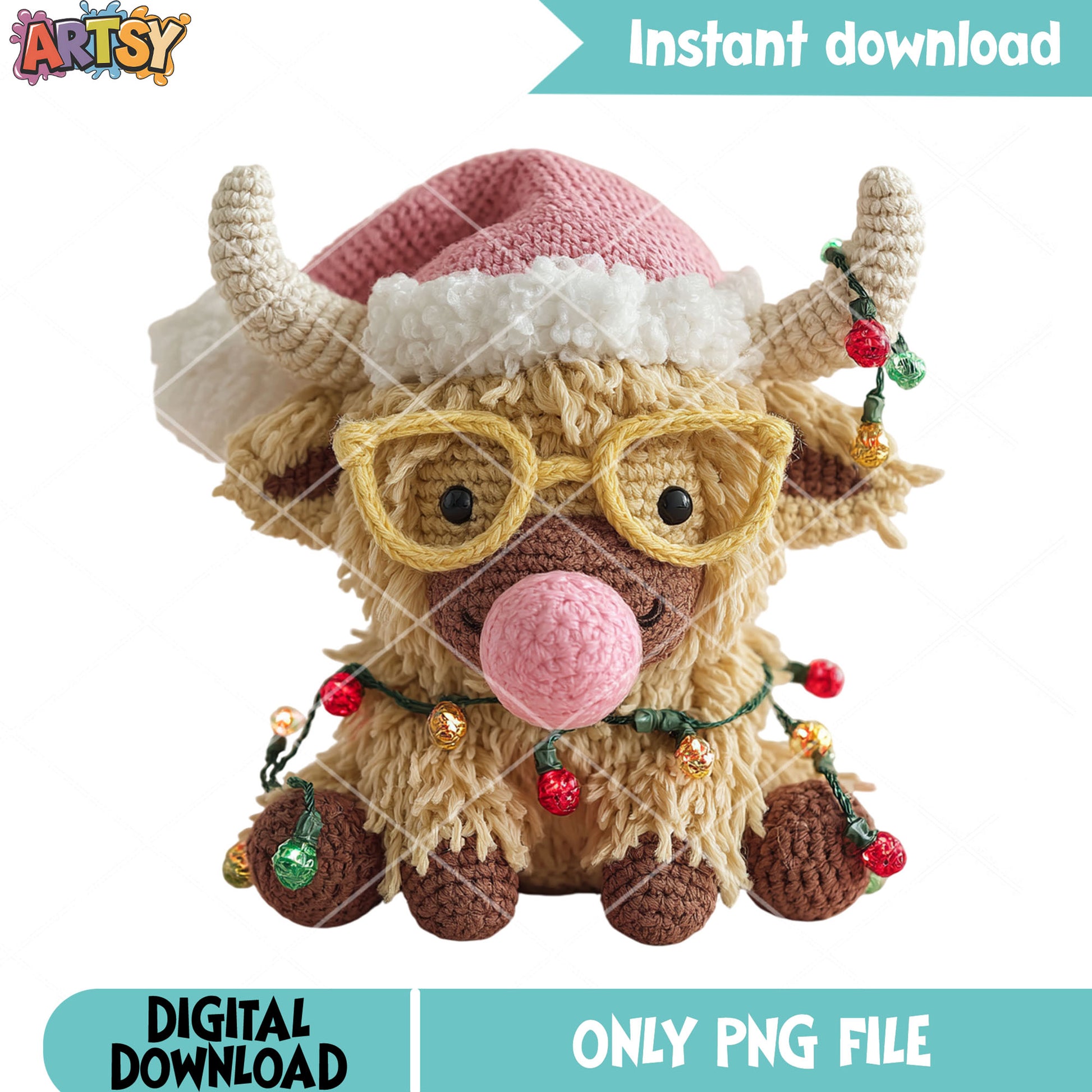 Buffalo in christmas night png, christmas stuffed toys​ png, xmas png