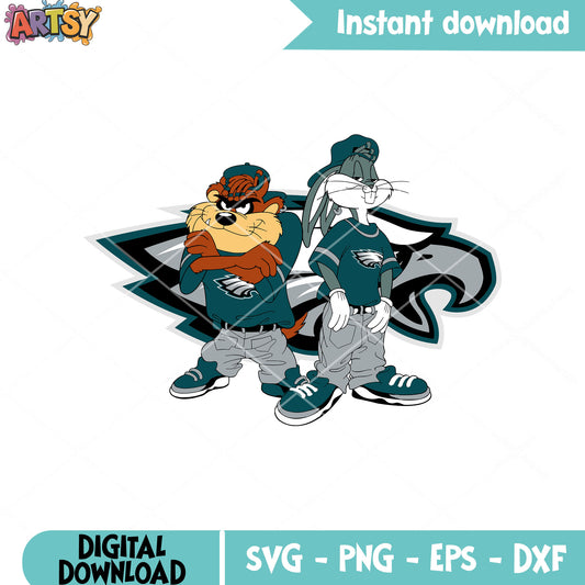 Bug bunny nfl team svg, Philadelphia Eagles svg, Tasmanian devil svg