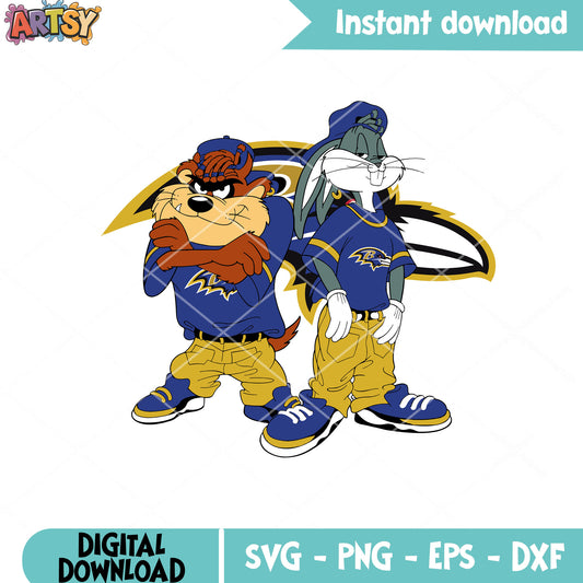Bug bunny ravens svg. baltimore ravens svg, tasmanian devil​ svg