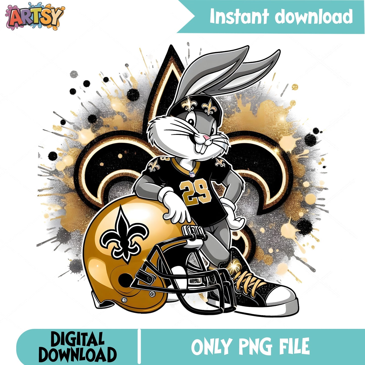 Bugs Bunny New Orleans Saints PNG, Football Fan PNG, NFL PNG