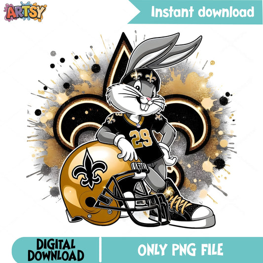 Bugs Bunny New Orleans Saints PNG, Football Fan PNG, NFL PNG