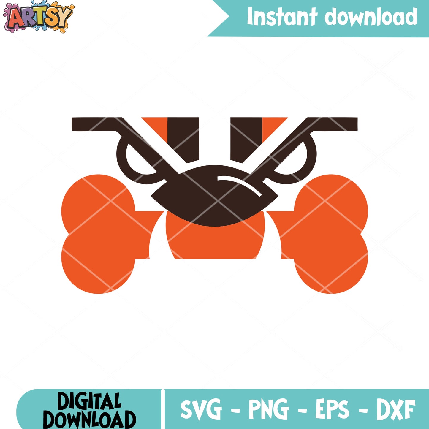 Bull dog and the bones svg, cleveland browns svg, afc svg