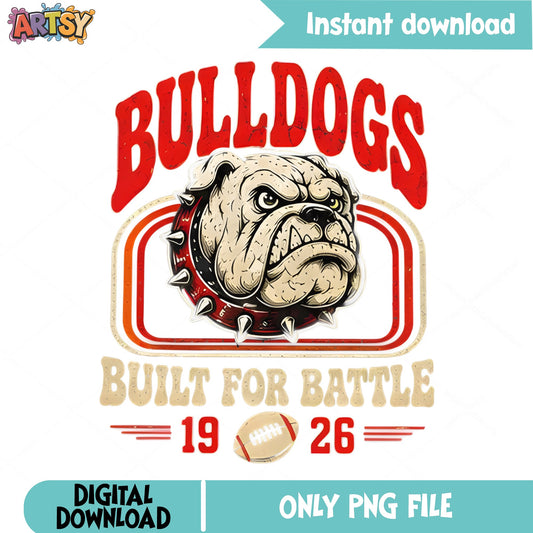 Bulldogs Built For Battle Football PNG, Bulldog Mascot PNG, Team Spirit PNG