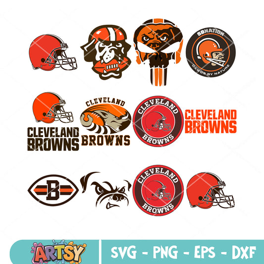 Bull dogs brown bundle svg, cleverland browns bundle svg, helmet bundle svg