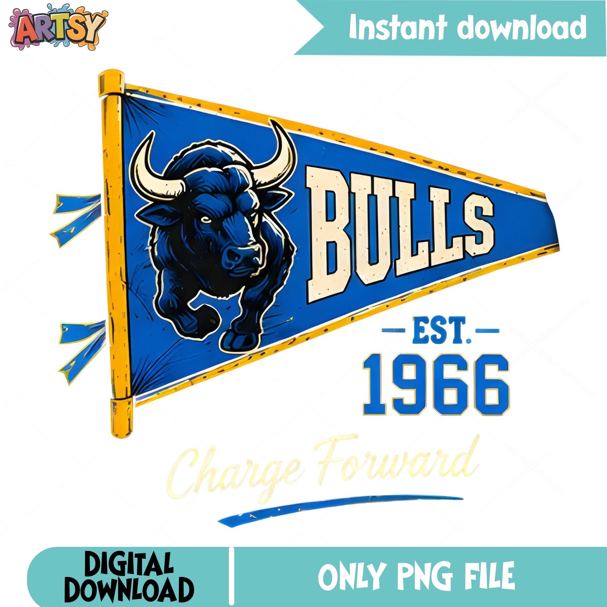Bulls Pennant Flag PNG, USF Bulls Est 1966 PNG, Charge Forward PNG