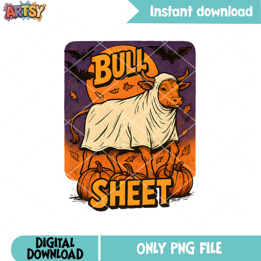 Bull sheet halloween png, cow halloween png, bull sheet​ png