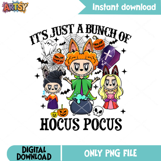 Bunch of hocus pocus labubu png, hocus pocus png, labubu costume png