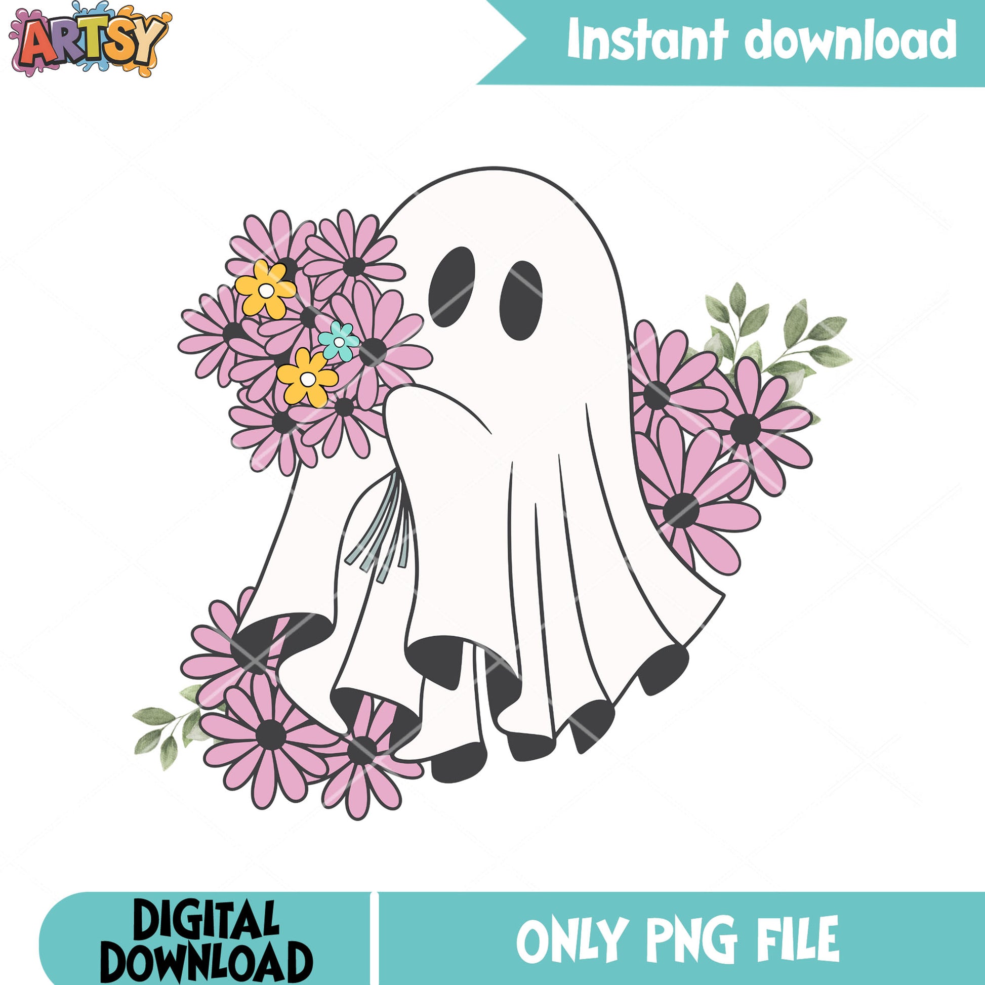 Bundle of daisy png, ghost costume png, halloween scary png
