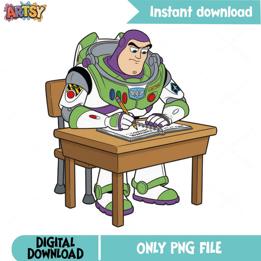 Buzz Lightyear Back To School PNG, Toy Story PNG, Disney PNG