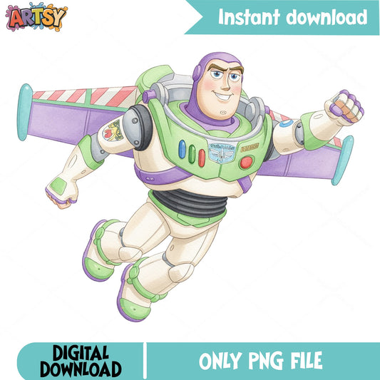 Buzz Lightyear Flying PNG, Toy Story Clipart PNG, Disney PNG