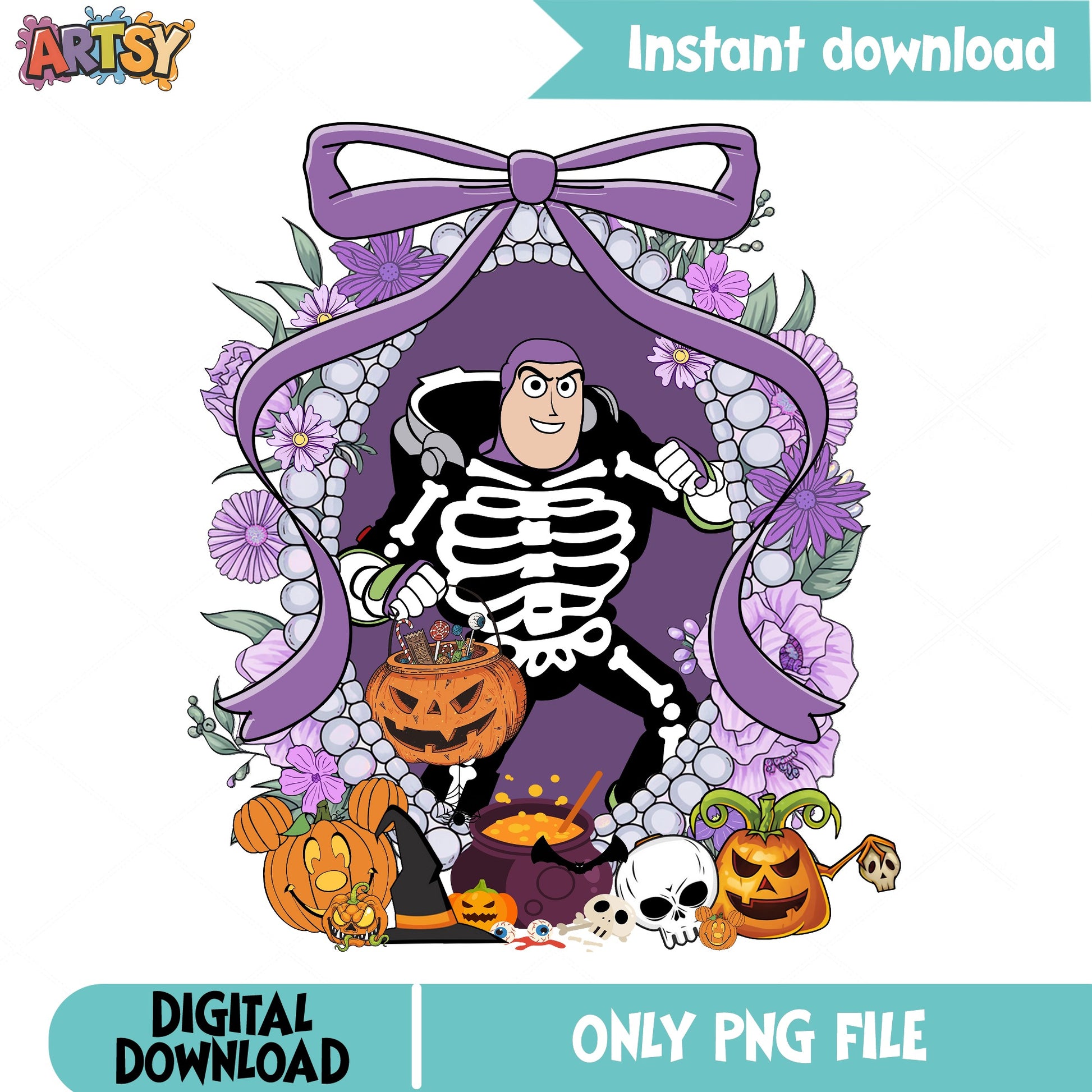 Buzz Lightyear Halloween Skeleton PNG, Toy Story PNG, Disney Halloween PNG