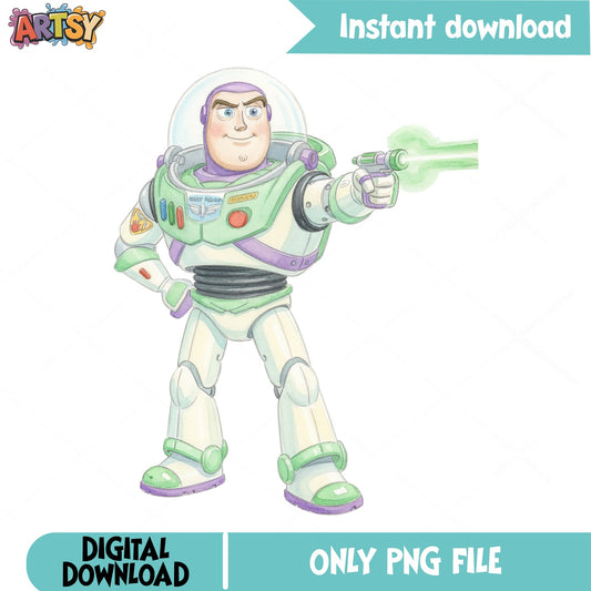 Buzz Lightyear Watercolor PNG, Toy Story PNG, Disney PNG