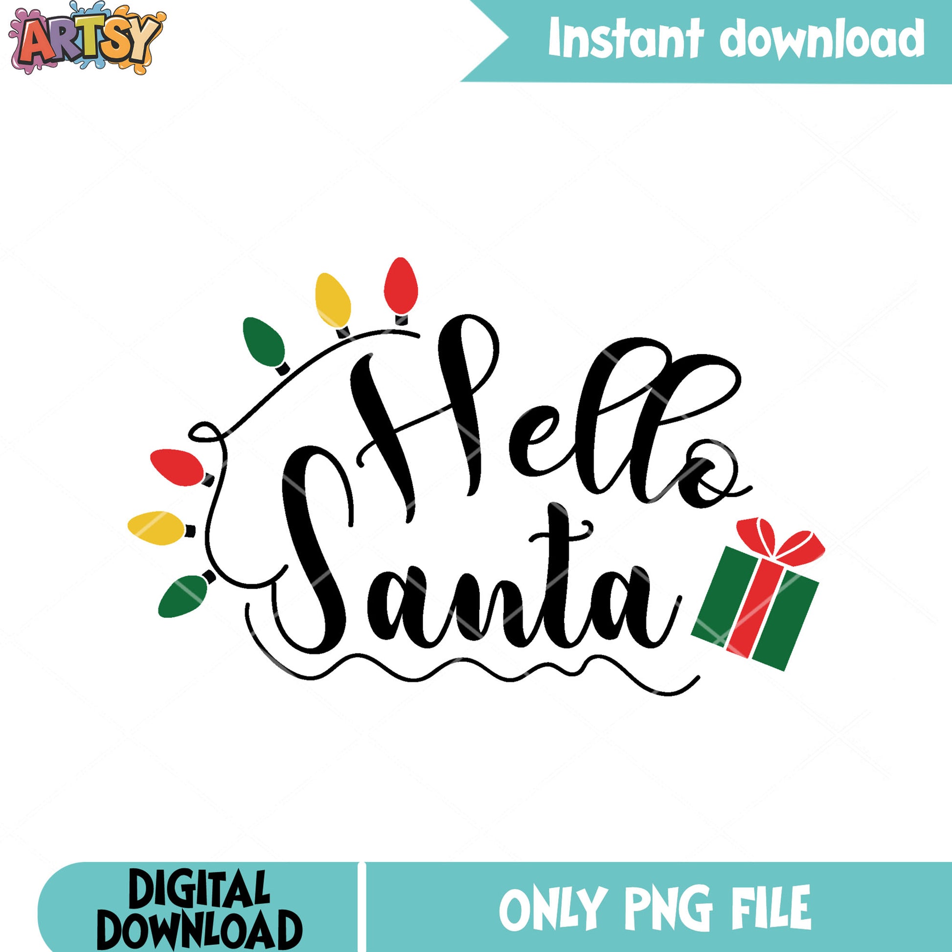 CHristmas poster hello santa png, christmas lights png, christmas png