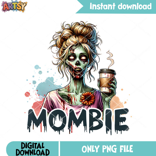 Caffeine routine for zombie png, dead flower png, halloween scary png