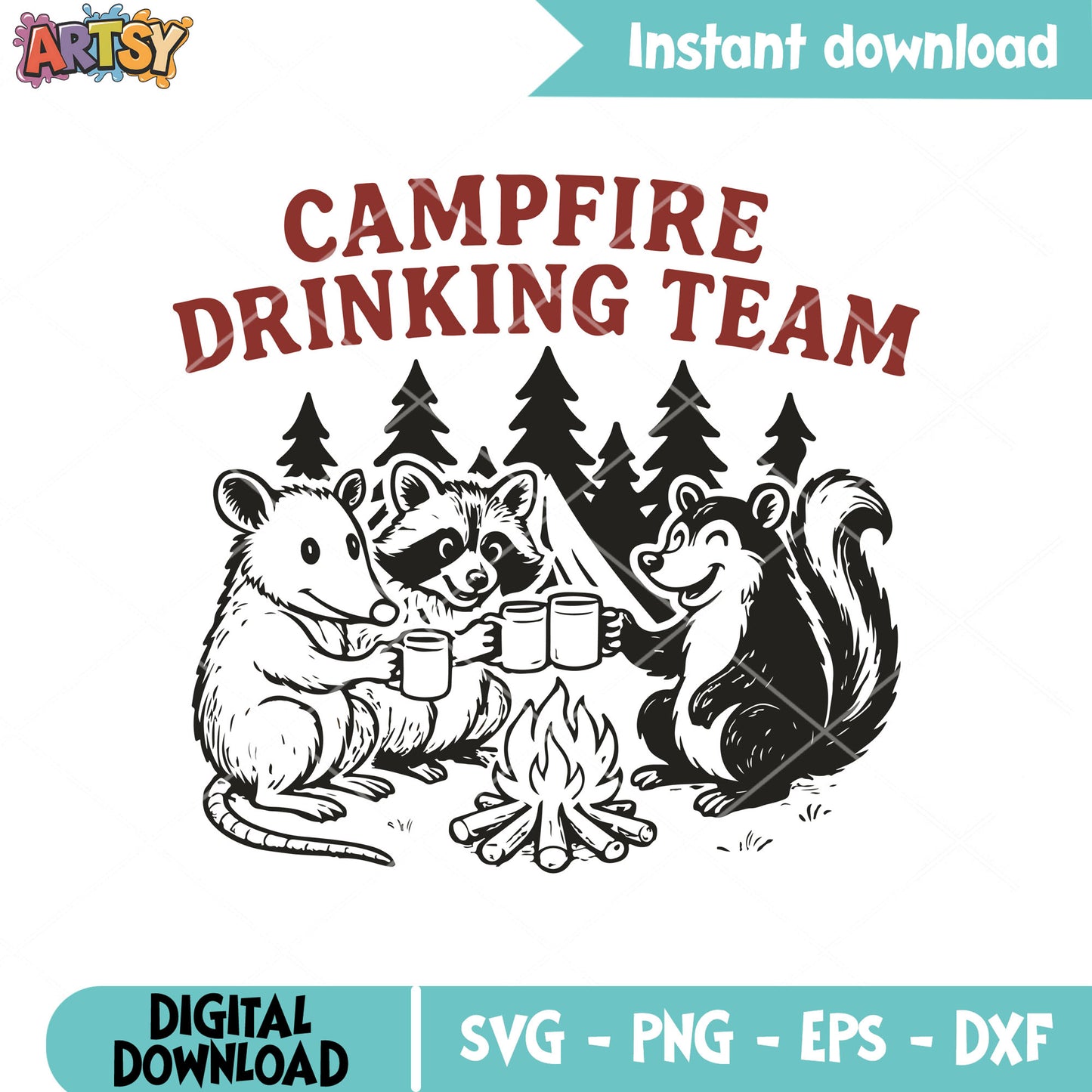 Campfire drinking team svg, camping life svg, camplife quote svg