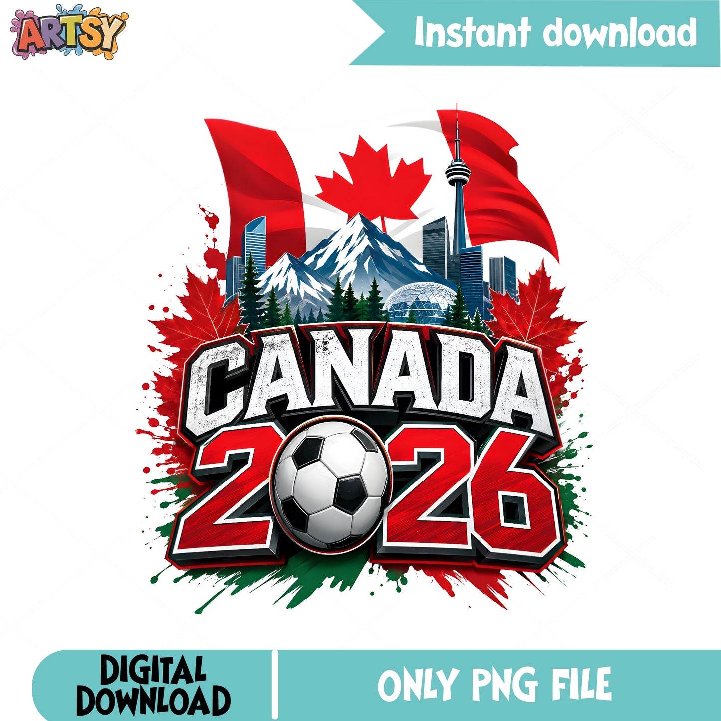 Canada 2026 Soccer PNG, World Cup Canada PNG, Football PNG