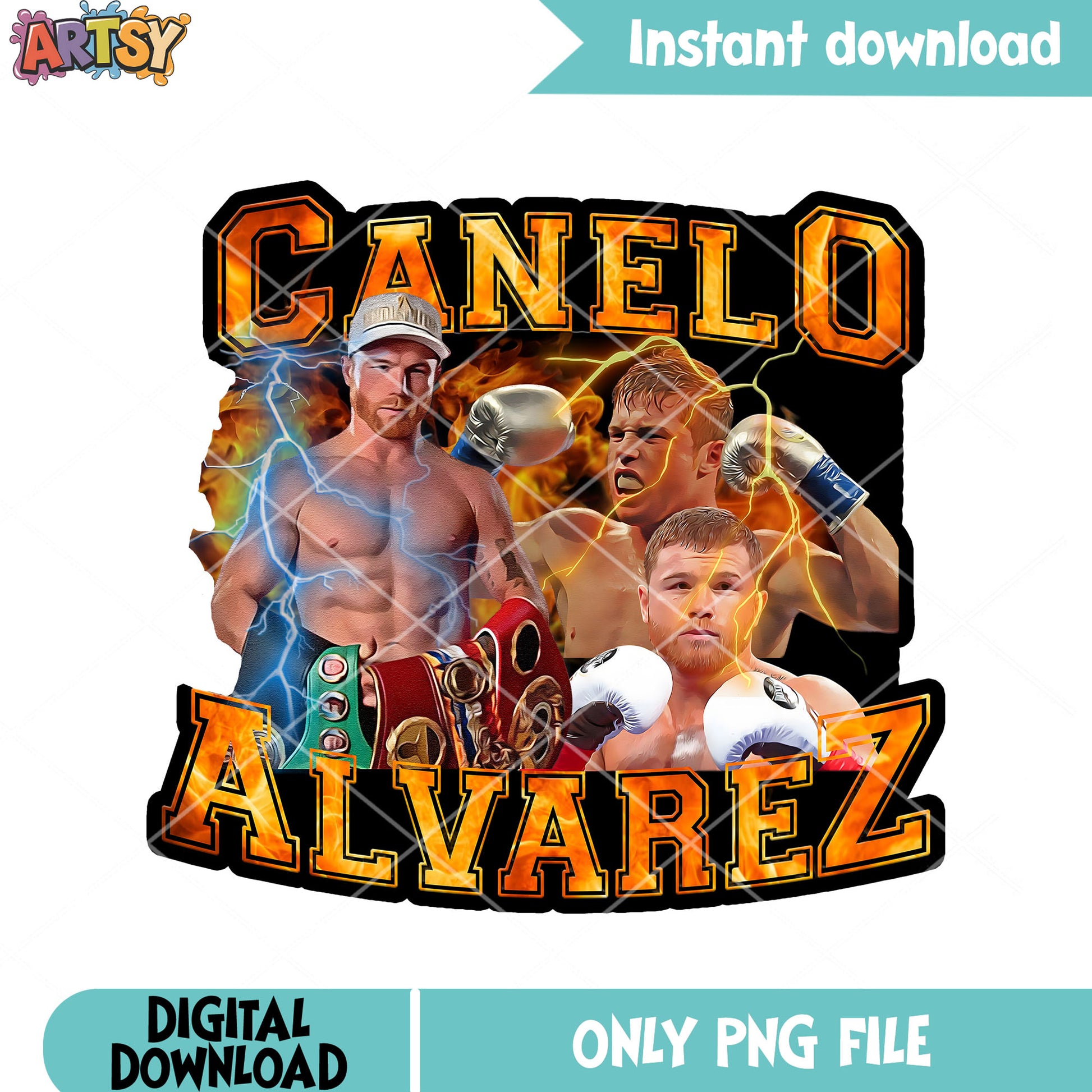Canelo thunder design png, canelo mexican png, canelo champion png