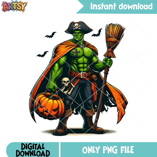 Captain Bruce banner png, halloween marvel png, jack o lantern png