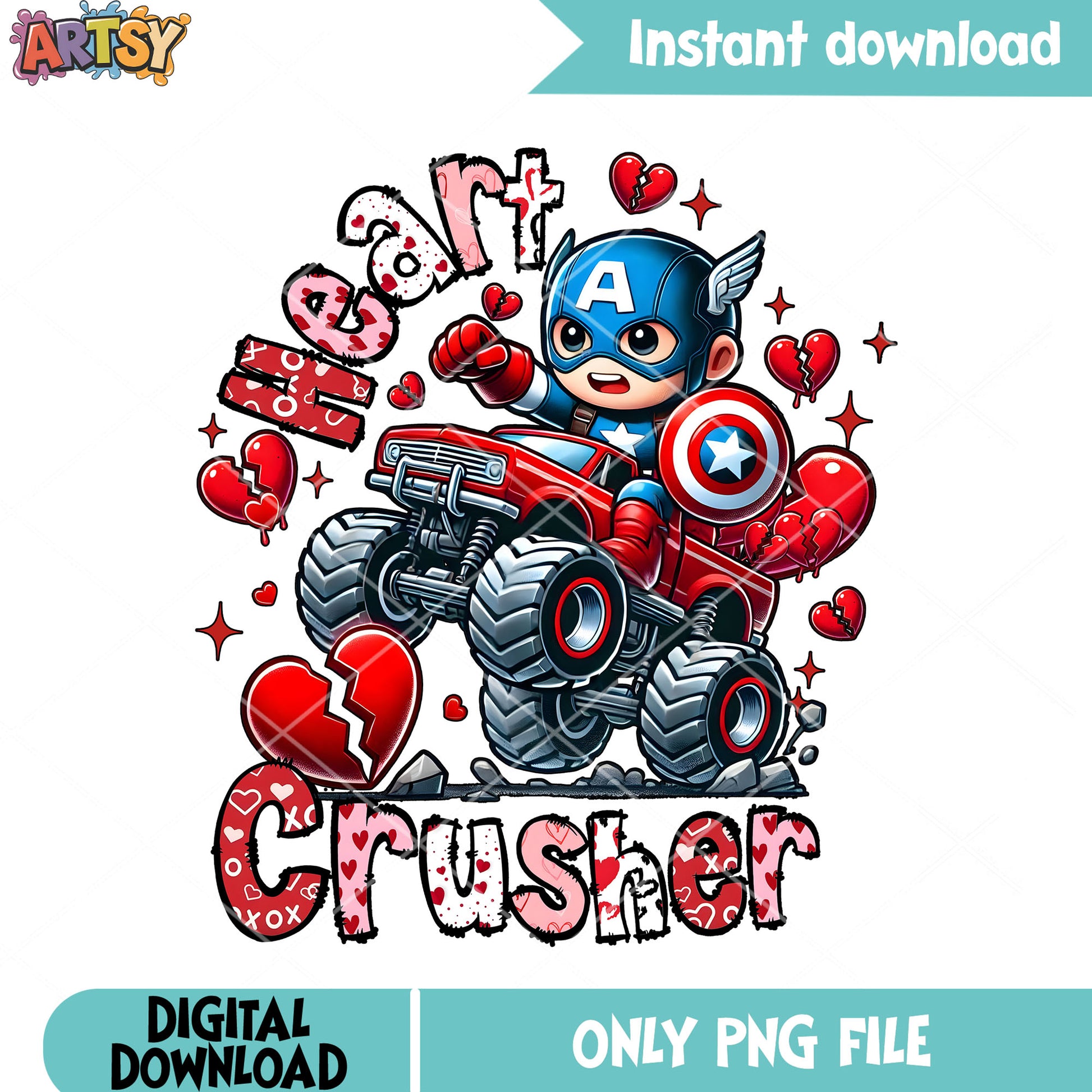 Captain heart crusher png, captain america png, marvel valentine png