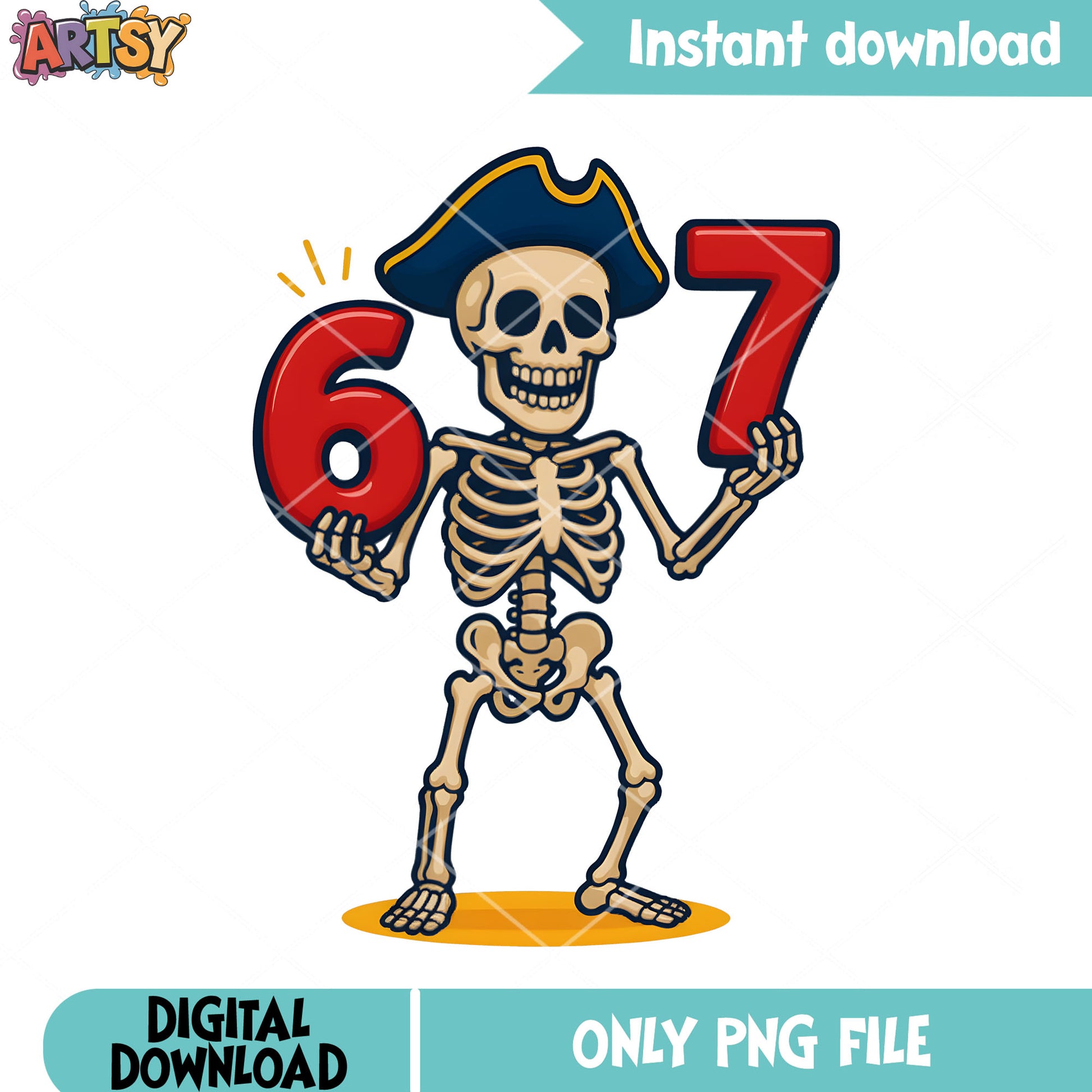 Captain skeleton 67 png, skeleton six seven png, funny 67 png